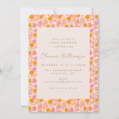 Boho Pink Orange Floral Cute Baby Shower Invitation (Front)