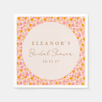 Boho Pink Orange Floral Cute Bridal Shower Custom