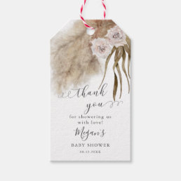 Boho Pink Pampas Grass Baby Shower Gift Tags