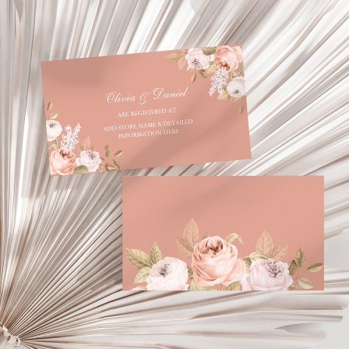 Boho Pink Peonies Wedding Registry Card