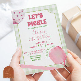 Boho Pink Preppy Pickleball Girl Birthday Party Invitation