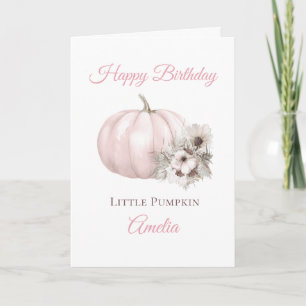 Boho Pink Pumpkin 1st Birthday Card