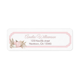 Boho Pink Pumpkin 1st Birthday Label