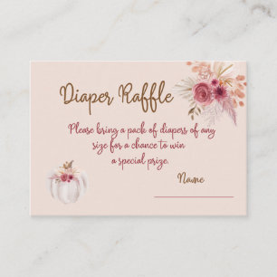 Boho Pink Pumpkin Autumn Diaper Raffle Enclosure Card