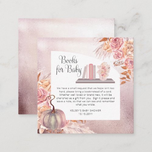 Boho Pink Pumpkin Baby Shower Book Request Enclosure Card