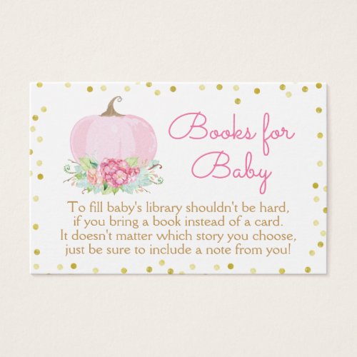 Boho Pink Pumpkin Baby Shower Bring a Book Card