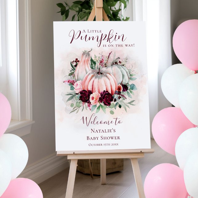 Boho Pink Pumpkin Baby Shower Welcome Foam Board (Creator Uploaded)