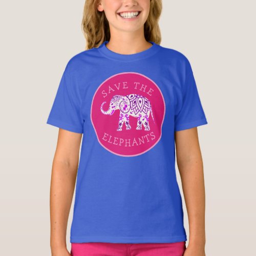 Boho Pink Purple Good Luck Save the Elephants T_Shirt