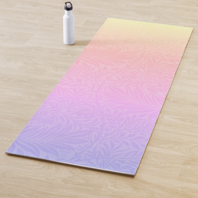 Boho Pink Purple Rainbow Botanical Yoga Mat (In Situ)