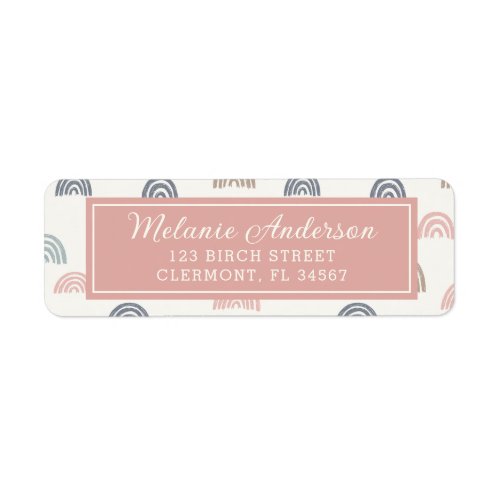 Boho Pink Rainbow Baby Shower Return Address Label