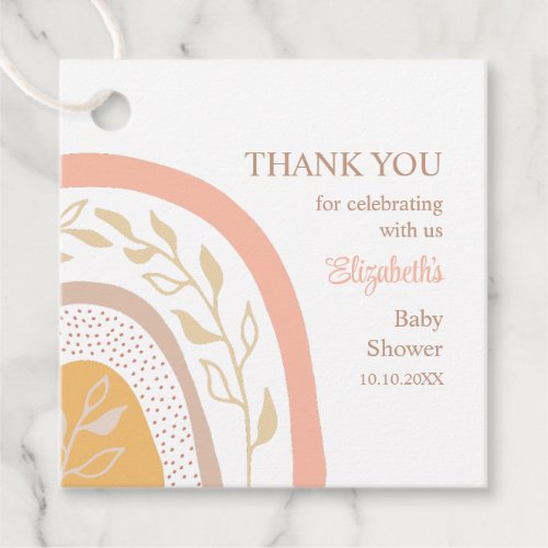 Boho Pink Rainbow Baby Shower Thank You Favor Tags