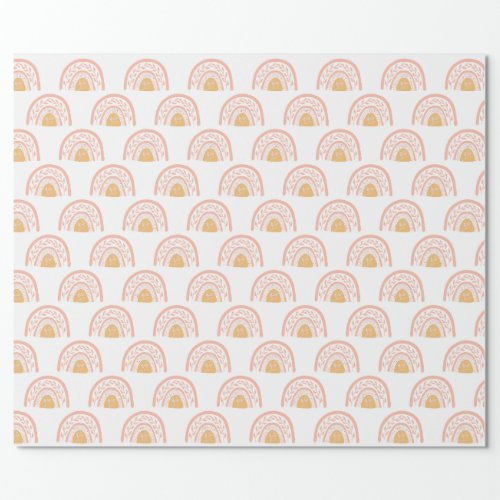 Boho Pink Rainbow Pattern Wrapping Paper