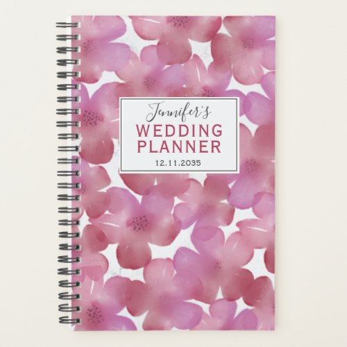 Boho Pink  Red Floral Pattern Wedding Planner