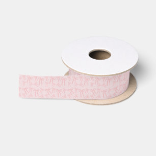 Boho Pink Ribbon Bows Pattern On Powder Blush Pink