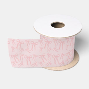Boho Pink Ribbon Bows Pattern On Powder Blush Pink