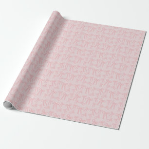 Boho Pink Ribbon Bows Pattern On Powder Blush Pink Wrapping Paper