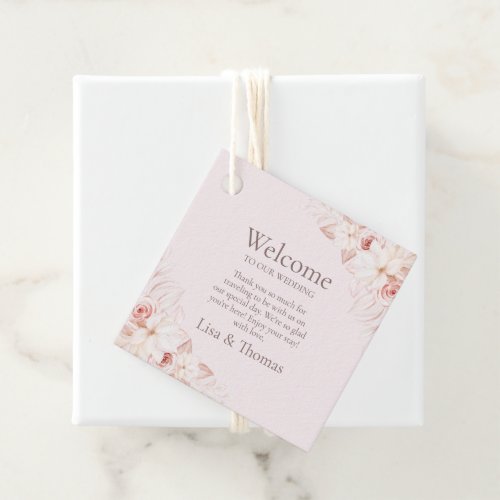 Boho Pink Roses Welcome Gift Tag