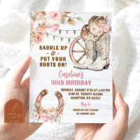 Boho Pink Rustic Western Cowgirl Birthday