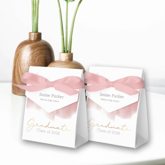 Boho Pink Simple Photo Graduation Party Favor Boxes (Creator Uploaded)
