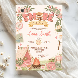 Boho Pink Smore To Love Baby Shower Invitation