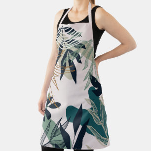 Boho Pink, Teal and Navy Leaves Apron