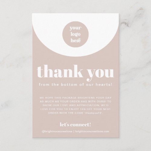 Boho Pink Thank You For Order Small Business Enclosure Card