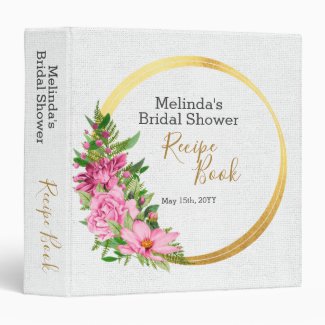 Boho Pink Watercolor Floral Bridal Recipe Binder