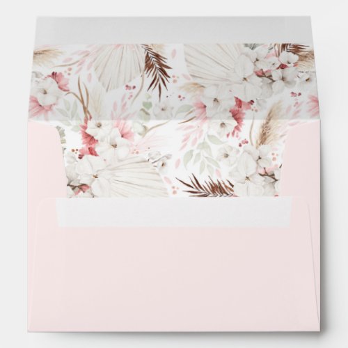 Boho Pink White Flowers Your Address Envelope