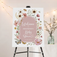 Boho Pink Wildflower Baby Girl Shower Welcome