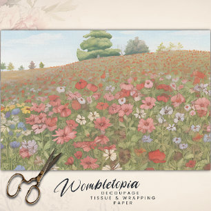 Boho Pink Wildflower Fields Colorful Decoupage Tissue Paper