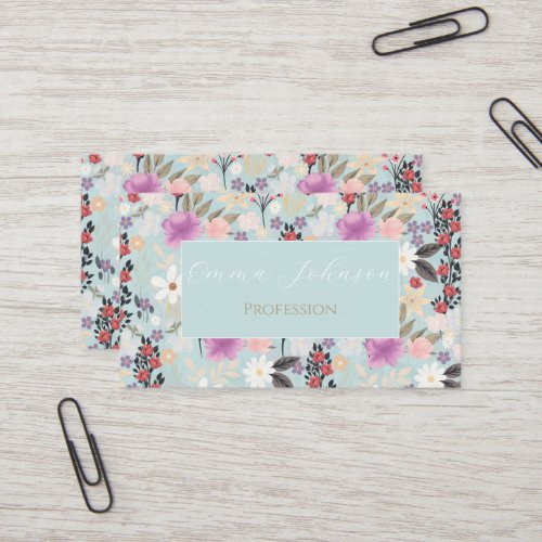 Boho Pink Wildflowers Floral Skylight Painting Business Card