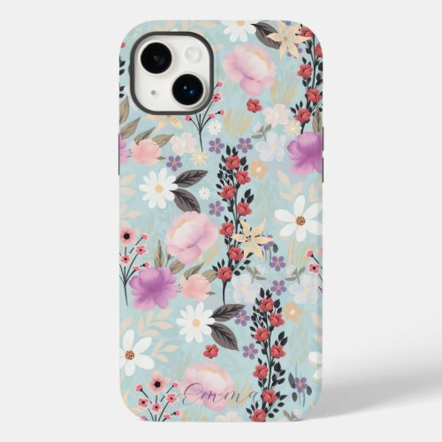  Boho Pink Wildflowers Floral Skylight Painting Case_Mate iPhone 14 Plus Case
