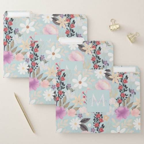  Boho Pink Wildflowers Floral Skylight Painting File Folder