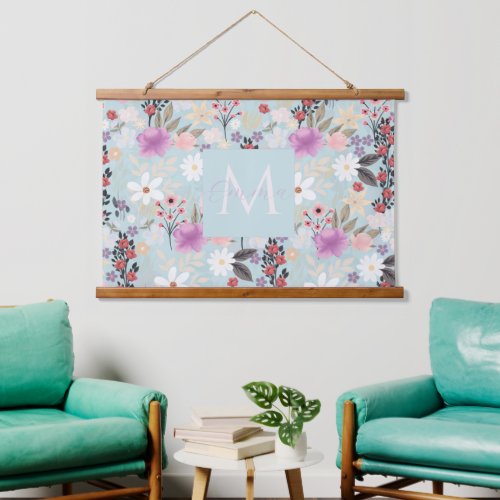  Boho Pink Wildflowers Floral Skylight Painting Hanging Tapestry