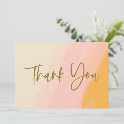 Boho Pink Yellow Baby Shower Custom Message  Thank You Card