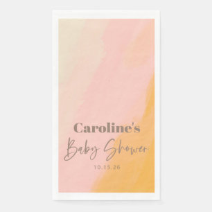 Boho Pink Yellow Script Custom Baby Shower Paper Guest Towels
