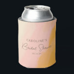 Boho Pink Yellow Script Custom Bridal Shower  Can Cooler<br><div class="desc">Boho Pink Yellow Script Custom Bridal Shower Can Cooler</div>