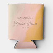 Boho Pink Yellow Script Custom Bridal Shower  Can Cooler (Front)