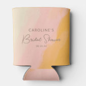 Boho Pink Yellow Script Custom Bridal Shower  Can Cooler (Back)