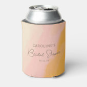 Boho Pink Yellow Script Custom Bridal Shower  Can Cooler (Can Back)