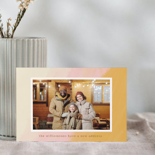 Boho Pink Yellow We've Moved New Address Photo Announcement