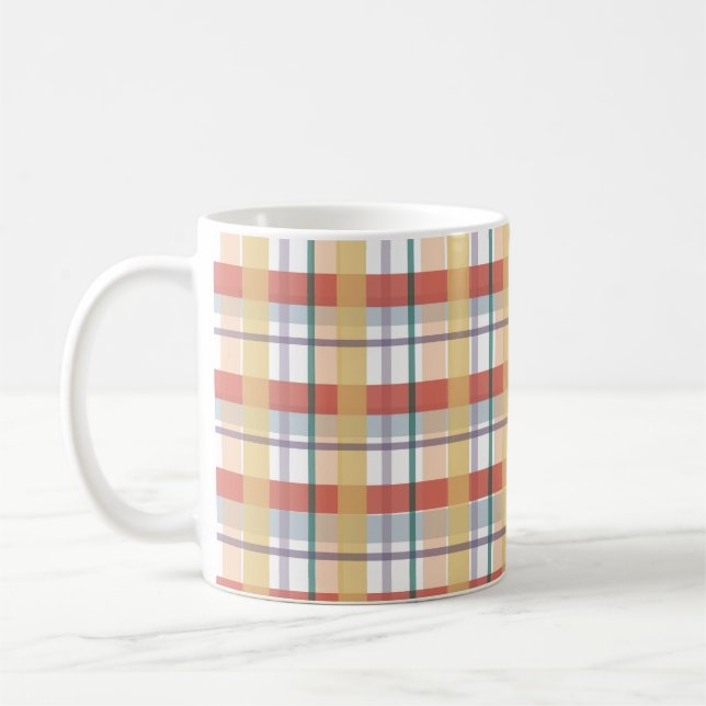Boho Plaid Pattern Coffee Mug (Left)