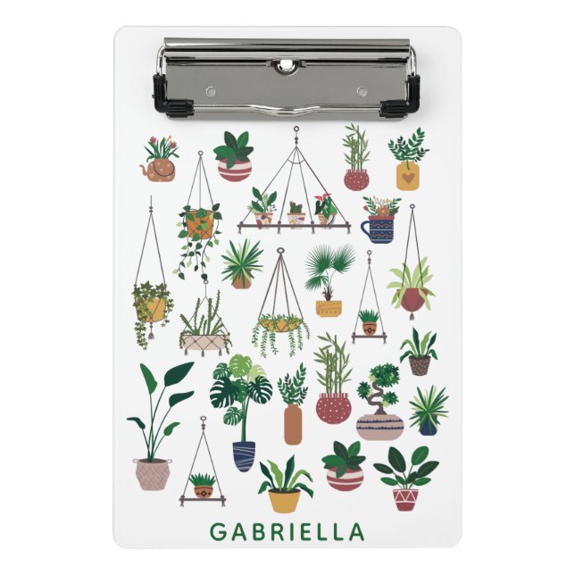 Boho Plant Lady Illustration Art Personalized Mini Clipboard (Front)