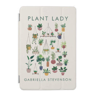Boho Plant Lady Illustration Art Personalized Name iPad Mini Cover