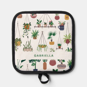 Boho Plant Lady Illustration Art Personalized Pot Holder
