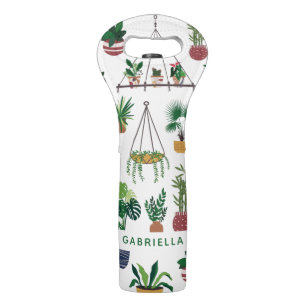 Boho Plant Lady Illustration Art Personalized Wine Bag