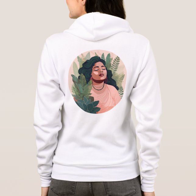 Boho Plant Lady Sweatshirt - Plus-Size Brown-Skin (Back)
