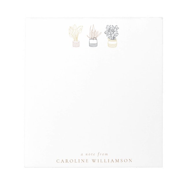 Boho Plant Line Art Illustration Personalized  Notepad (Front)