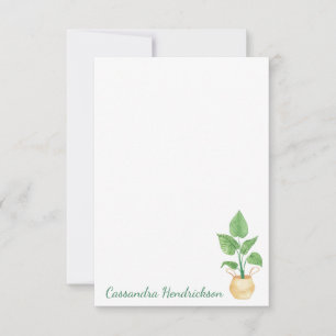 Boho Plant Modern Minimalist Personalized Note Card
