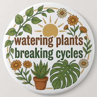 Boho Plant Mom Breaking Cycles Mental Health Groov Button